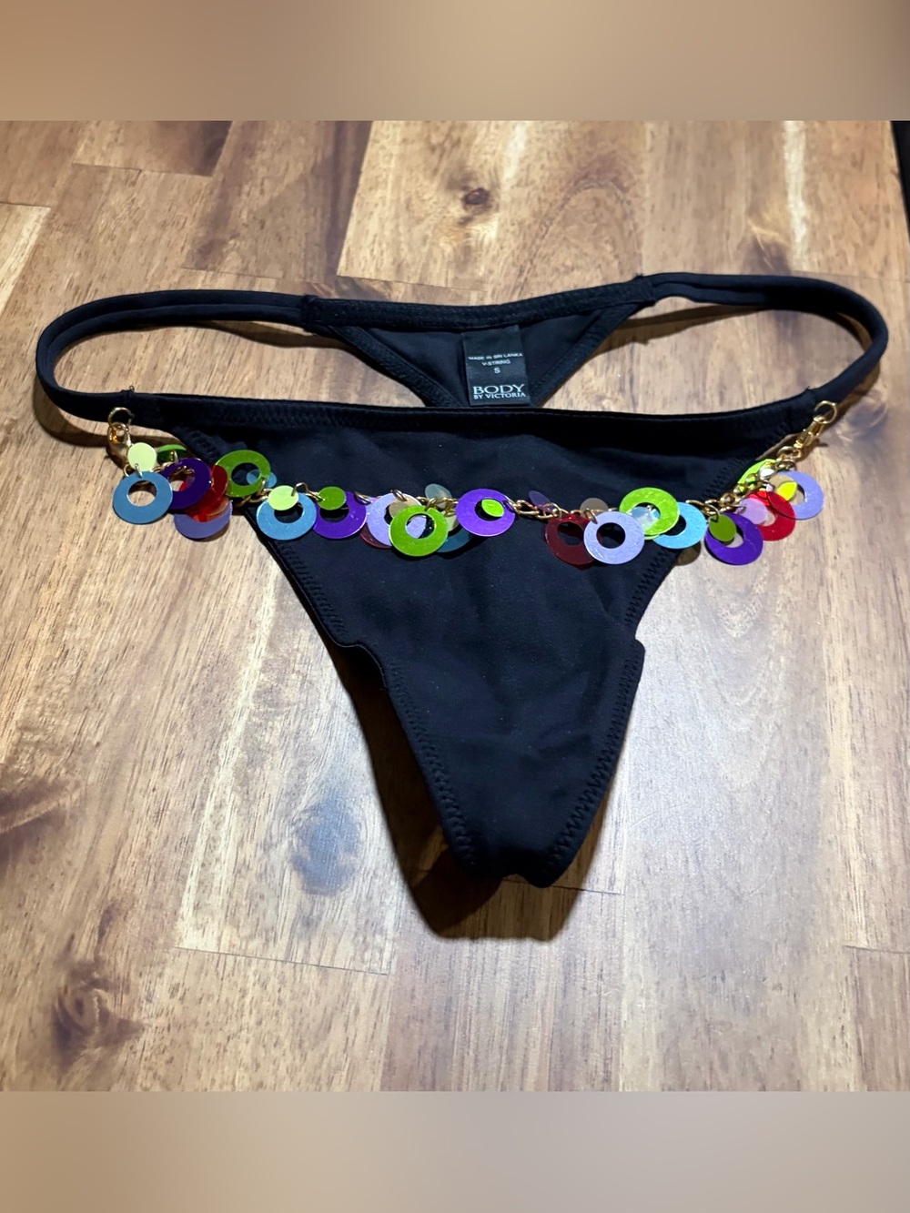 Body by Victoria Vintage Multicolor Detail with gold-tone chain G-String Thong